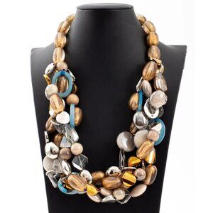 Vintage Oscar de la Renta Beaded Necklace Signed 32.75" Statement Layered